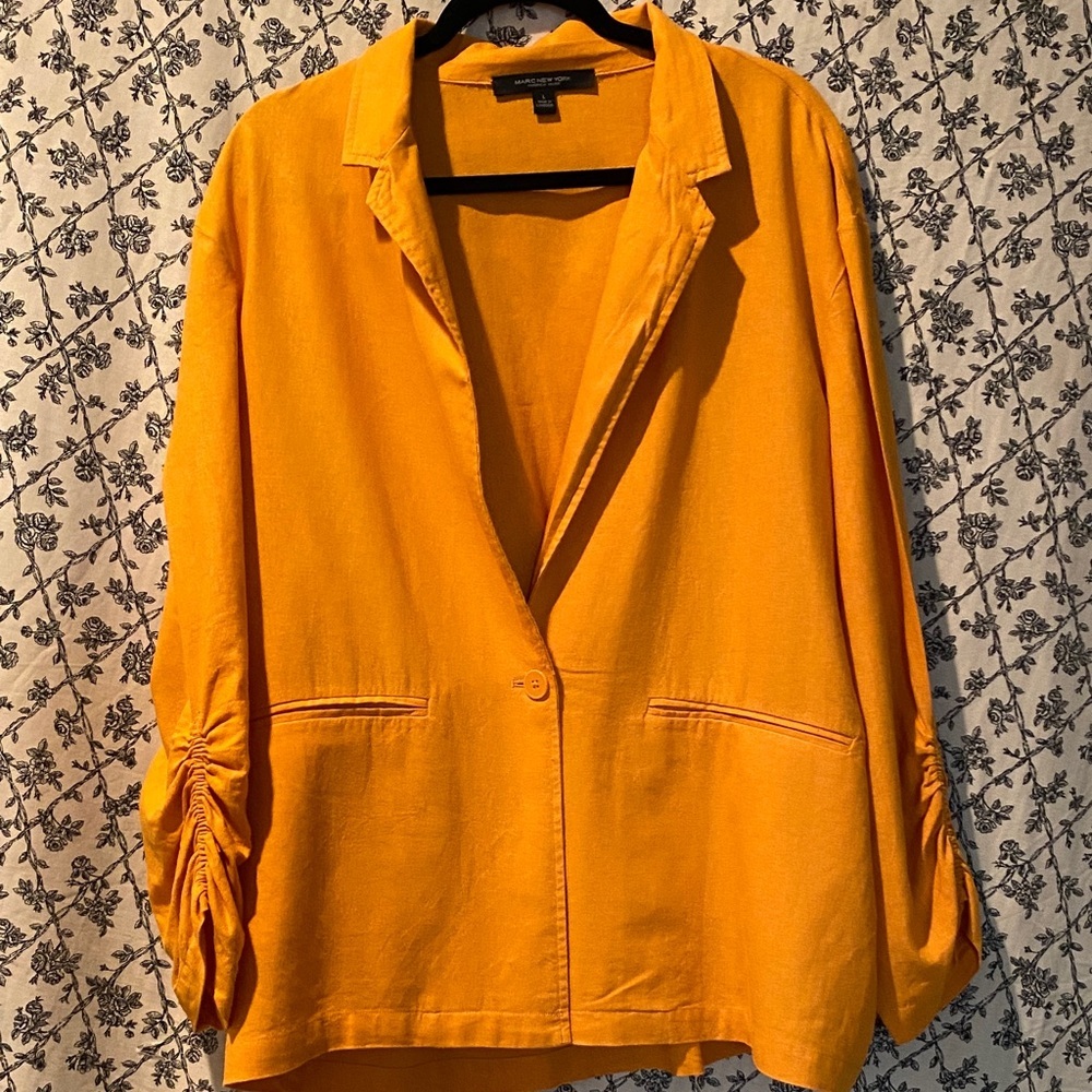 Vibrant Orange Single Button-Up Blazer